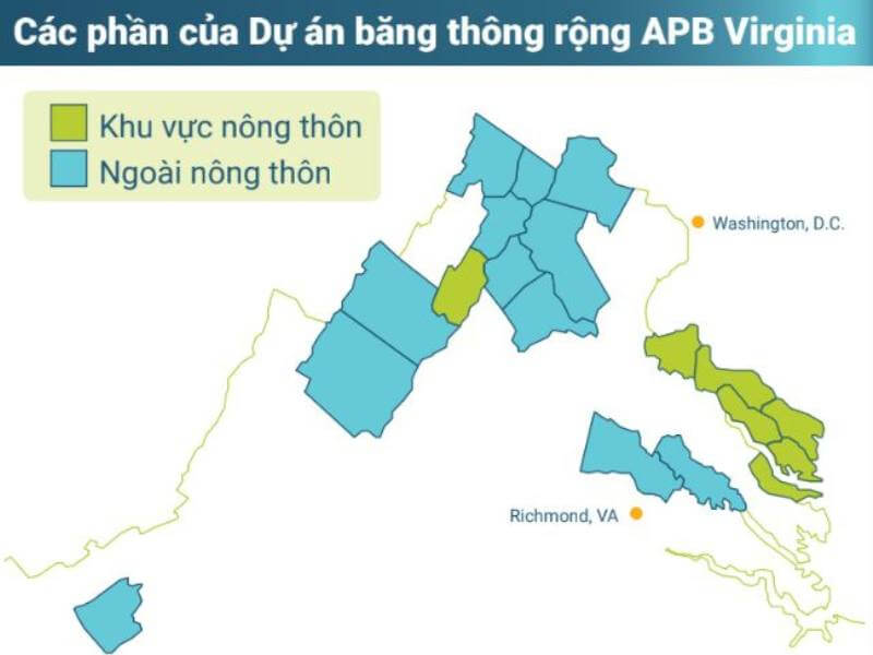 Dự Án EB-5 Mở Rộng Mạng Lưới Internet Tại Bang Virginia Vị trí dự án mở rộng mạng lưới Internet