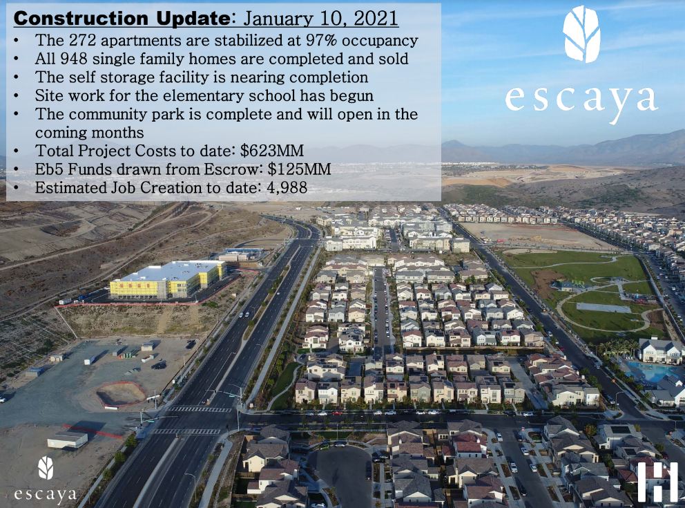 Cập Nhật Dự Án EB-5 Escaya Và Cota Vera Tháng 01/2021 Cập nhật dự án Escaya Tháng 01/2021