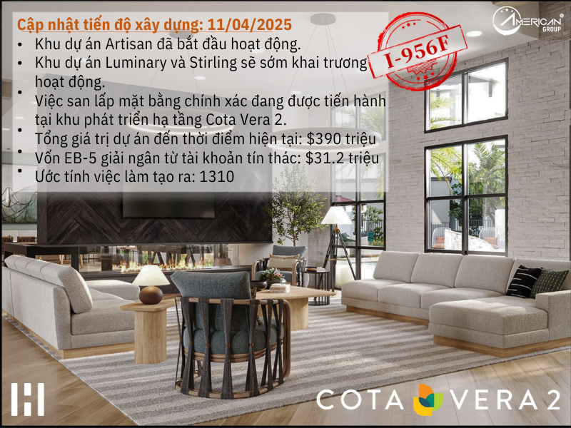 Cập Nhật Dự Án EB-5 Cota Vera 1 Và Cota Vera 2 Tháng 4/2025 Cập nhật dự án EB-5 Cota Vera 2 tháng 4/2025