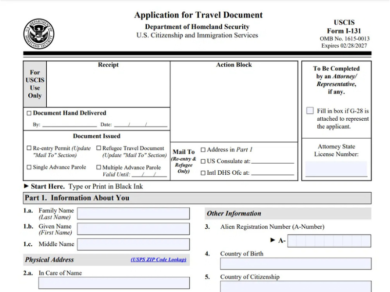 Khác Biệt Giữa Giấy Phép Tái Nhập Cảnh Và Giấy Phép Thông Hành Mẫu đơn I-131