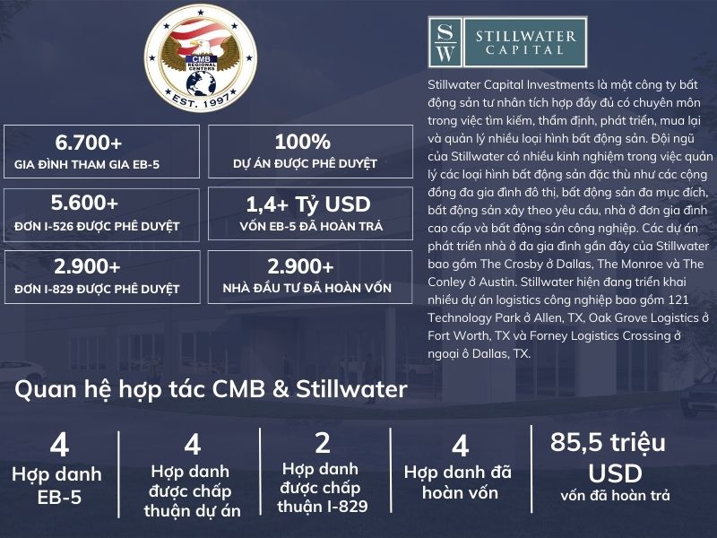 Dự Án EB-5 CMB Nhóm 97 Stillwater Travis South Trung tâm vùng CMB và Nhà phát triển Stillwater