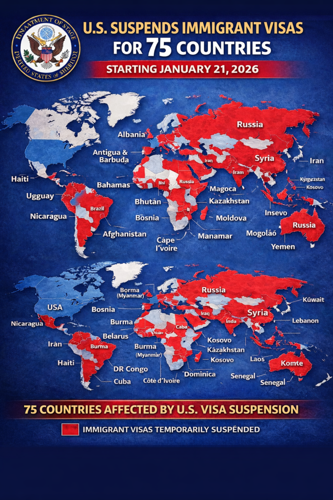 Danh sách 75 quốc gia bị ảnh hưởng