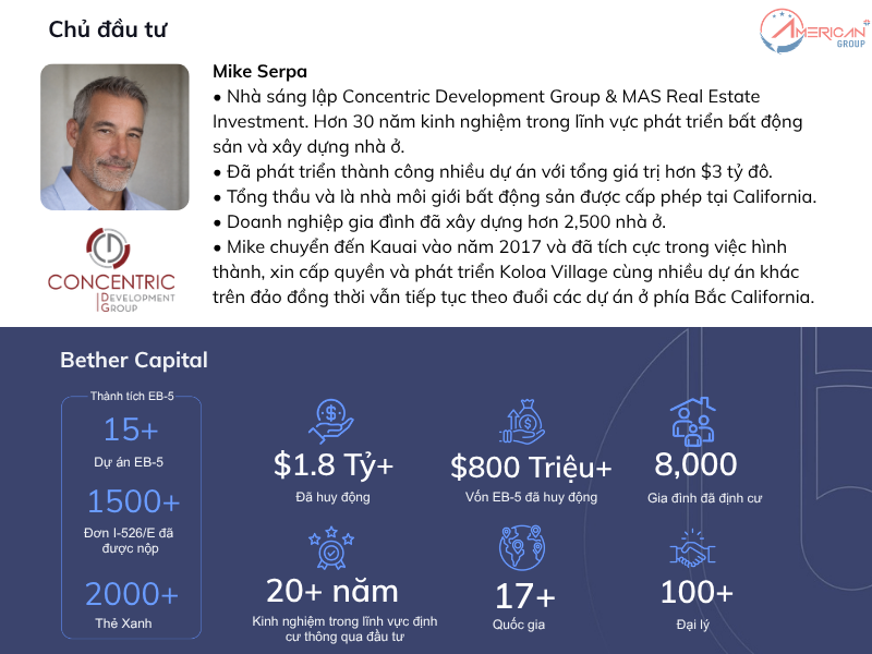 Dự Án EB-5 Hawaii Koloa Village 2 Nhà phát triển và đơn vị tài trợ dự án