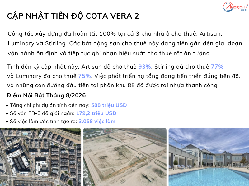 Cập Nhật Tiến Độ Dự Án Cota Vera 1, 2 Và 3 Tháng 8/2026 Tiến độ Cota Vera 2 tháng 8/2026