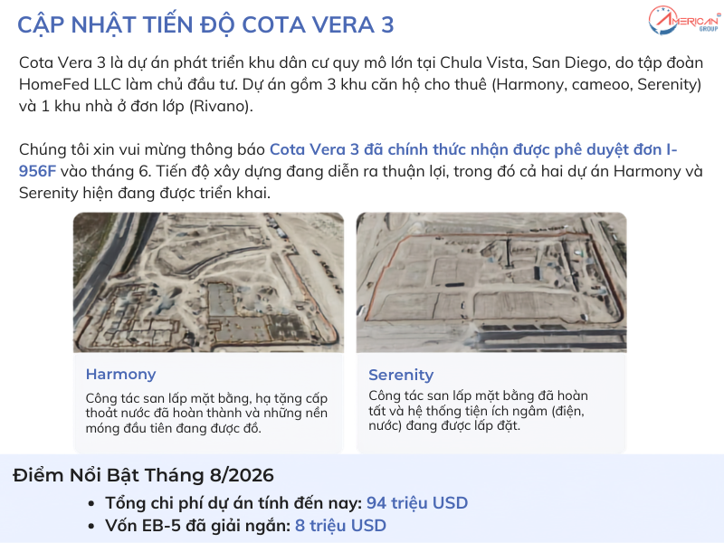 Cập Nhật Tiến Độ Dự Án Cota Vera 1, 2 Và 3 Tháng 8/2026 Cập nhật tiến độ Cota Vera 3 tháng 8/2026